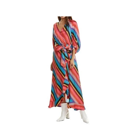 M Medium New Crosby By Mollie Burch Womens Young Wrap Maxi Dress colorful - Picture 2 of 9